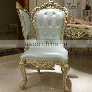Retro Design Dinning Room Furniture Set, Gold Painting Rectangular Dinning Table For Six, Hand Carved Wooden Dinner Chair photo-3