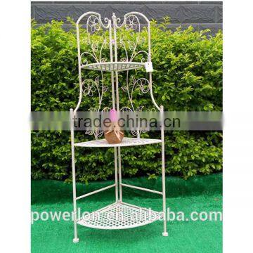 Antirust flower wrought iron corner shelf