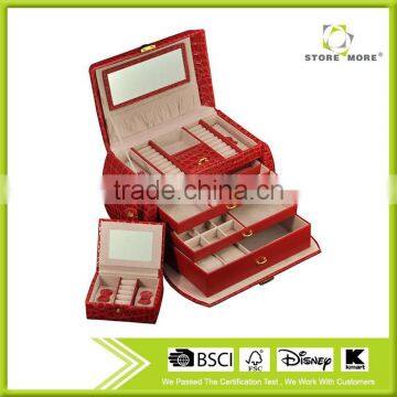 Crocodile Wood Portable Jewelry Display Cases/Red Cufflink Jewelry Case photo-3