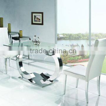 TH286 Fashionable Glass Top Stainless Steel Dining Table photo-2