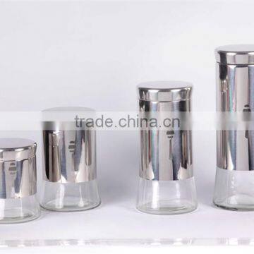 airtight glass canister with stainless steel coating