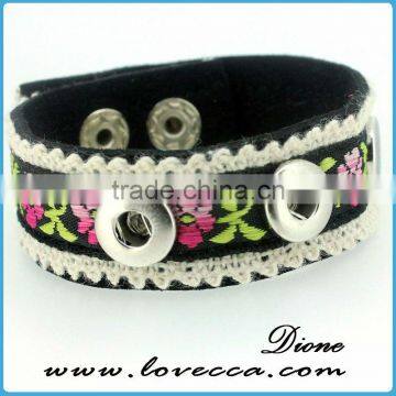 New Arrival Multicolor Hollow Leather Snap Button Bracelet Fit for 18mm Buttons Wholesale photo-2