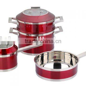 7 pieces stainless steel color printing cookware pot set