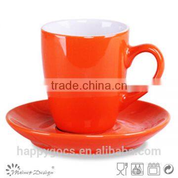 3oz Solid Shining Color Glazed Coffee Cup and Saucer photo-6