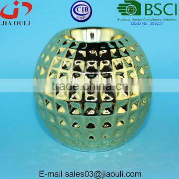 Copper/gold Electroplated Polished Christmas Ball Shape Ceramic Candlestick Holder photo-4