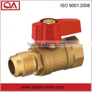 brass gas compression fitting with shut off