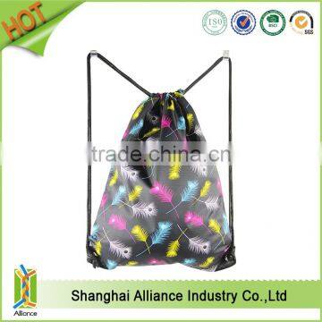 Promotion drawstring string bags white color polyester