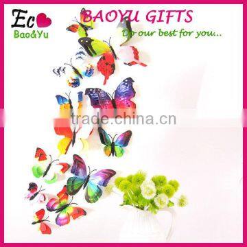 New Design Double-deck 3D Butterfly Wall Sticker PVC Double Layer Butterflies Decor Wall Sticker