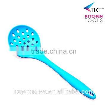 Colorful Silicone Slotted Skimmer Food Strainer With Steel Handle Inside For Home or Professional Use