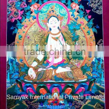 Tibetan White Tara Thangka Handmade in Nepal