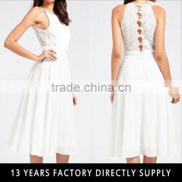 White hup classy evening dress porn dress fashion 2016 short umbrella chiffon dress without sleeve