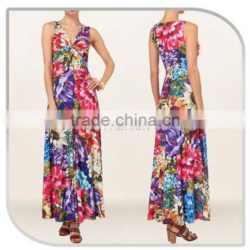 Colorful Lady Sunshine Beach Style Sleeveless korea summer fashion dress 2015