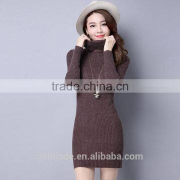 2016 Customized Manufacture Fashionable Wholesale Women Plain Color Dress Long-sleeve Spring Autumn Ladies Knitted Skinny Dress photo-2