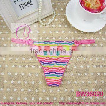 Back lace transparent colorful striped g string for young girls