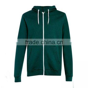 Men's Plain Teal 100% Polyester Zip up Pocket Hoodies photo-5