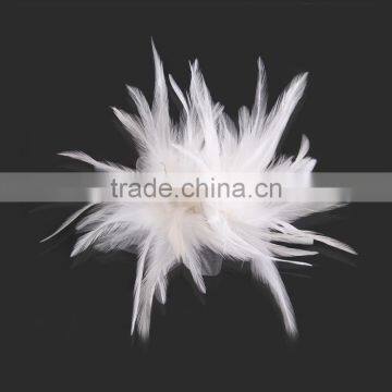 Multi Toned Fabric Flower Clip and Brooch Feather Hair Head Flower for Dance Party Wedding Beach Hairpin Brooch Clip photo-3