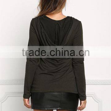 MGOO Factory Custom 2017 V Neck 100% Cotton Sweaters Olive Hooded Jersey Plain V Neck Long Sleeves photo-6