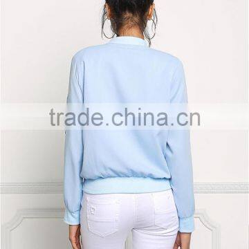 MGOO Custom New Designs 100% Polyester Custom Jackets Women Sky Blue Padded Coat Muslim Fit Fashion Tops photo-6