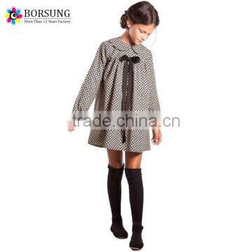 2017 Spring Old European Style Frock Designs Long Sleeve Brown Gingham Puffy Dress Designs For Girls Kids Clothes