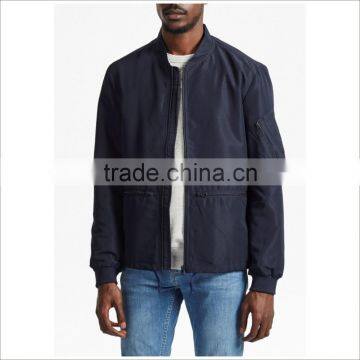 Factory Custom Patch Mens Leather Jacket In Dark Blue photo-2