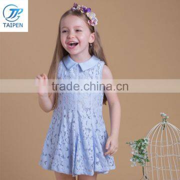 Newest Summer Doll Collar Baby Girls Sleeveless Dress Designs For Party photo-2