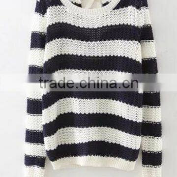 EY0859S Women Stripe Knitted Pullover Sweater photo-5