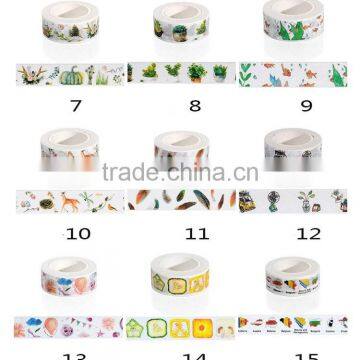 Colors 1.5cm*10m Washi Tape Flowers/cartoon Figure/animal Shape Pattern Paper Tape Decorative Tape photo-4