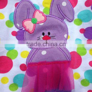 2015 New Baby Girls Kids Color Dots Bunny Easter Dress With Necklace and Headband Set photo-4