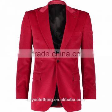 2017 Fashion Premium Quality Red Velvet Slim Fit Blazer for Men