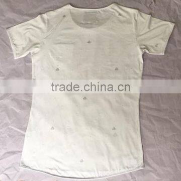 New Design Short Sleeve Raw Edged Printed White T Shirt for Men photo-2