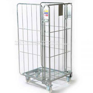 3 Sides Warehouse Supermarket Roll Cages With Wheels