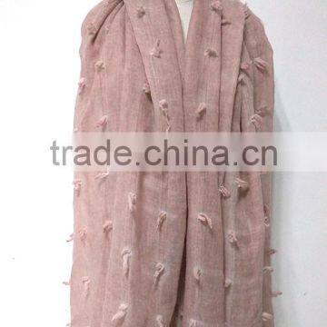 New Fashion Custom Cutting Pattern Plain Dyed Linon Viscose Hijab Scarf in Stock