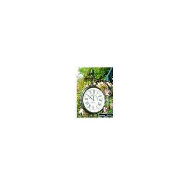 dual garden wall clock with thermometer