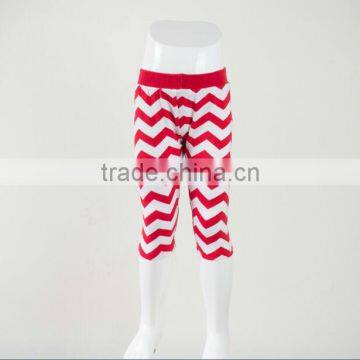 Wholesale New Design Cute Summer kids Outfits baby toddler knitted cotton capri pants kids children girls boutique chevron ruffl