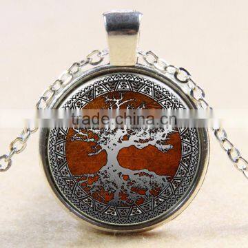 XP-TGN-LT-167 Latest Mandala Round Cabochon Family Tree Diy Image Time Gemstone Necklace For Promotional Gift photo-2
