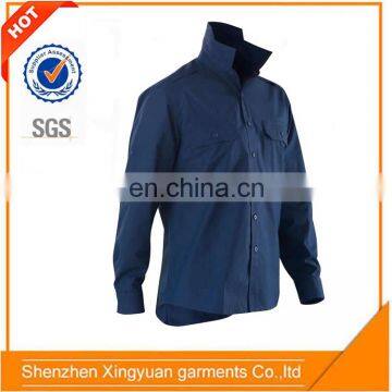 Custom wholesale 100%Cotton Rip-Stop Mechanic safety work shirts