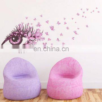 Pink Eye with Pink Butterfly and Heart PVC Wall Sticker Home Decoration Mural Roon Decal