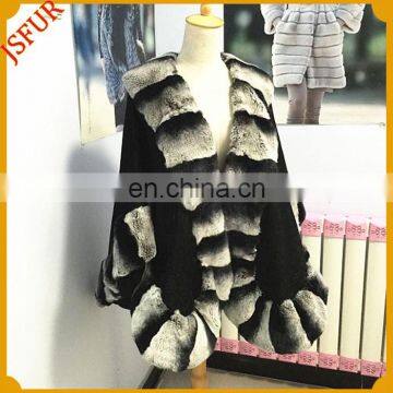 2016 Hot Sale Rabbit Fur Knitted Shawl Coat For Girl