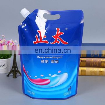 Guangzhou factory produced 2kg moistureproof liquid plastic spout bag/customized stand up pouch for clothes washing