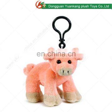 Custom mini stuffed pink pig plush animal keychain toy