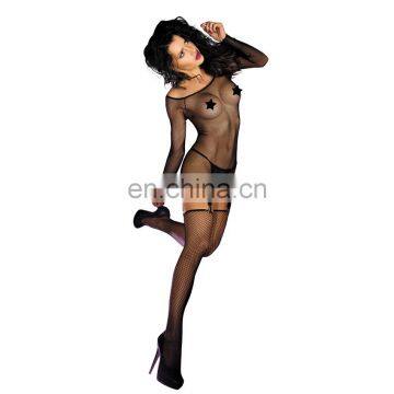 Sexy women black new lingerie nightwear underwear see through lingerie long Sleeve hot fishnet body stocking stripper clothing