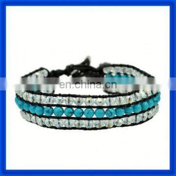 new 2014 leather and metal wrap bracelet	TPCL155