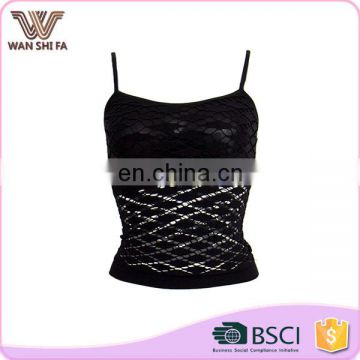 Customized color nylon tight belly in black women short sleeve camisole