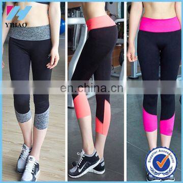 2015 Yihao Women Custom Fitness Gym Sports Solid Yoga Capris Wear Pants Leggings