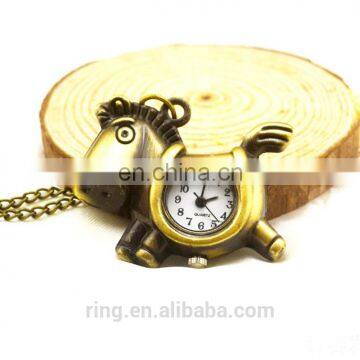 New model animal hollow horse vintage design pocket watch with chain