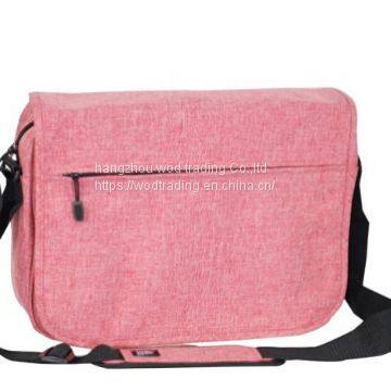 polyester messenger bag with many pockets and long shoulder
