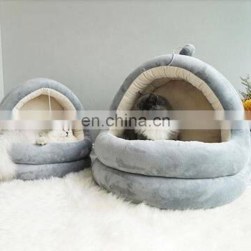 I@home Warm Washable Luxurious Villa Plush Felt Pet Bed Cat House Bed Cave photo-2