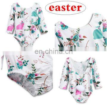 2019 Easter Day Long Sleeved Girls Flower Bunny Romper Bodysuits photo-4