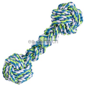 dog cotton knotted bone shape durable chew rope toy