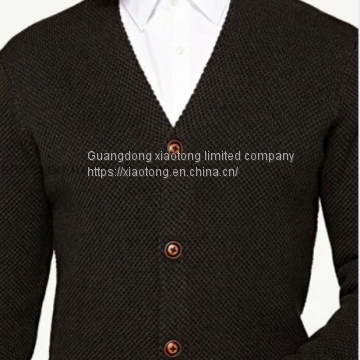 Men Spring Autumn V Neck Business / Casual Black Cardigan Sweater